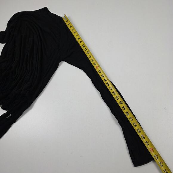 We The Free Shirt Womens Small Black Long Sleeve Raw Hem Boho Draped Free People - Picture 9 of 13